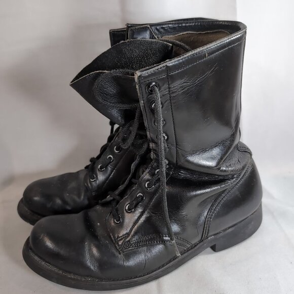 BiltRite Black Leather Combat Boots 8E 8 Military Army D-L 1978 24 Holes - Picture 1 of 16